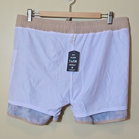 BRISIRA Swim Trunks Lined Shorts Palm Tree Island Vacation Mens 36 XL 4" Inseam - Picture 10 of 11